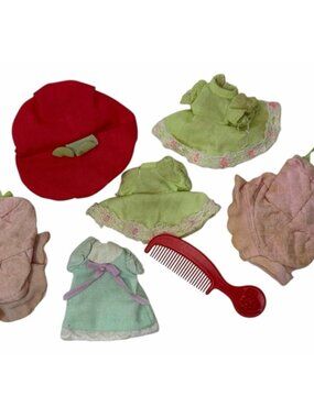7 PC LOT Vintage Strawberry Shortcake 5"Doll Clothes Hat Angel Cake Lime Chiffon